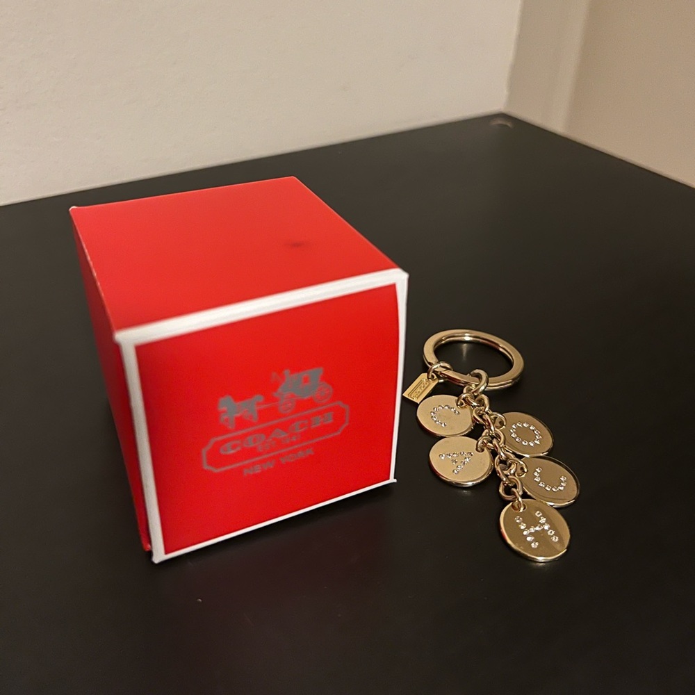 Coach Y2K Gold Dangle Bag Charm Keychain With Swarovski Crystals